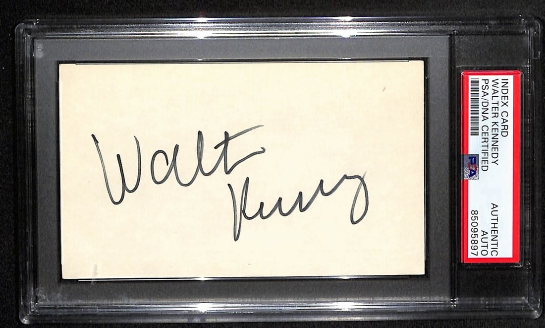 Walter Kennedy Signed 3x5 Index Card NBA Commissioner PSA/DNA (1 of 2)