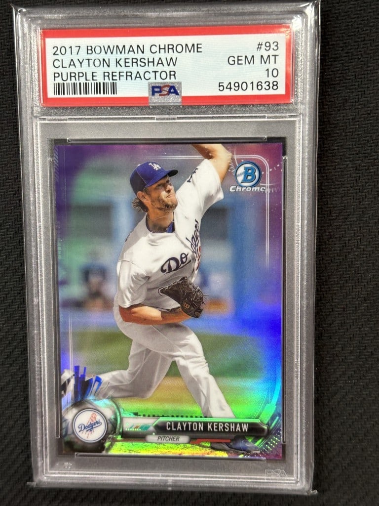 Clayton Kershaw 2017 Bowman Chrome Purple Refractor PSA 10 #93 (1 of 2)