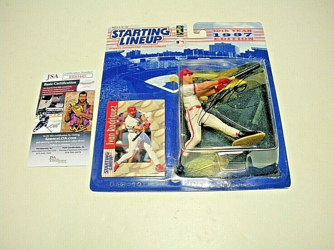 Ivan Rodriguez Signed Starting Lineup Figurine JSA COA Texas Rangers (1 of 2)