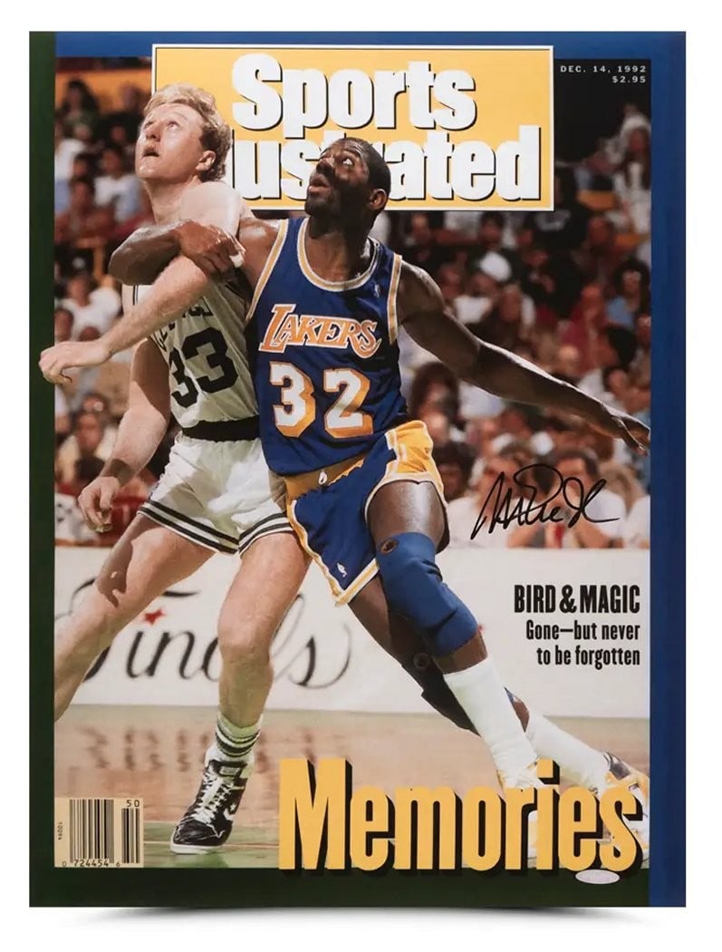 Magic Johnson Autographed 15x20 SI Cover Photo Lakers vs Celtics Upper Deck Authenticated (1 of 3)