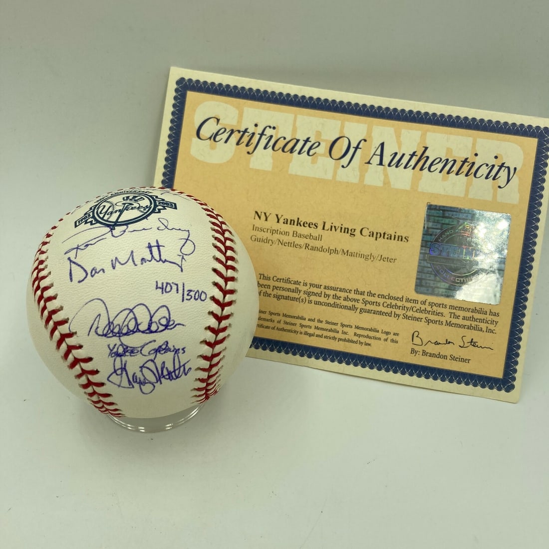 Derek Jeter Signed Yankees Baseball with Steiner COA Inscribed Yankee Captain (1 of 6)