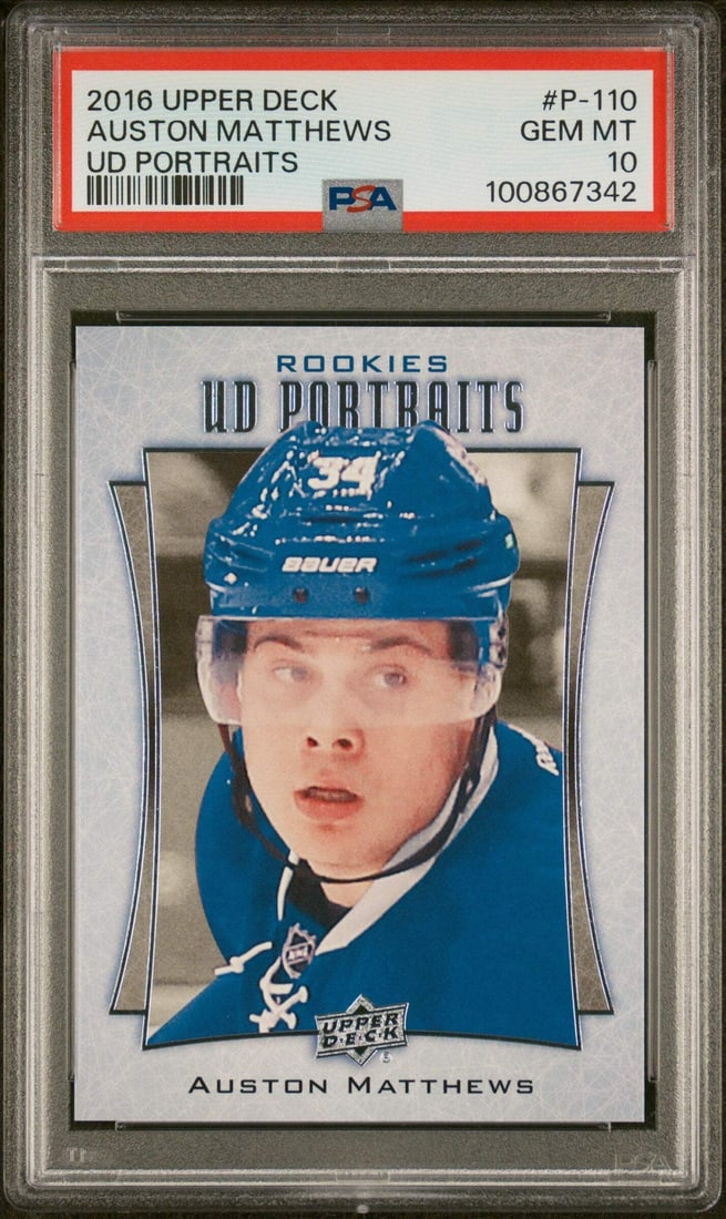 2016 Upper Deck Auston Matthews #P110 UD Portraits RC PSA 10 Hockey Card (1 of 2)