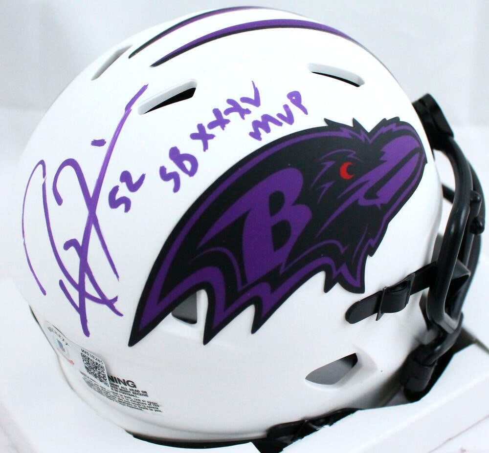 Ray Lewis Signed Mini Helmet Ravens Lunar Speed Beckett Authentication: Ray Lewis Signed Mini Helmet Ravens Lunar Speed Beckett Authentication This is an original Baltimore Ravens Lunar Speed mini helmet autographed by legendary player Ray Lewis, known for his outstanding