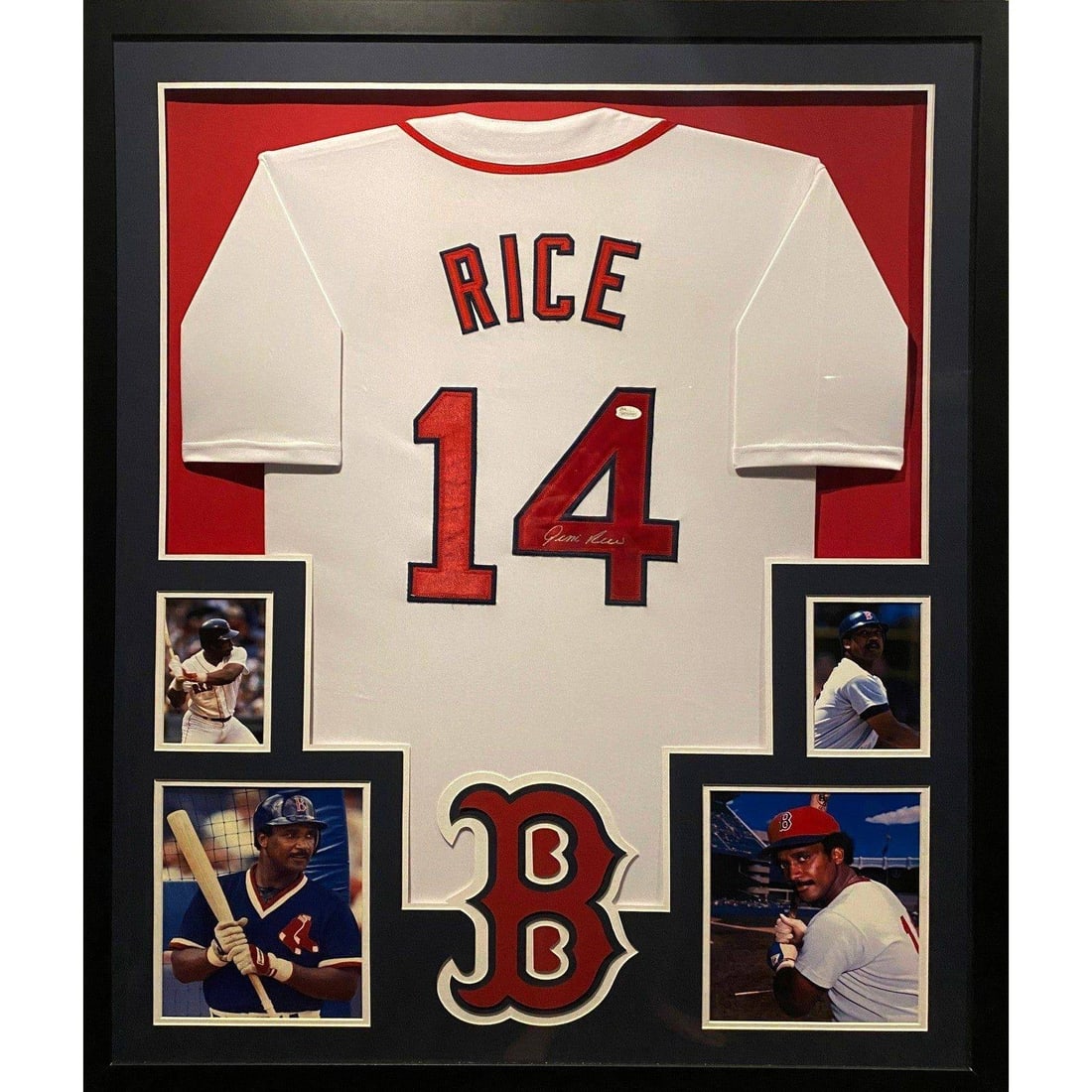 Jim Rice Signed Boston Red Sox Framed Jersey JSA Authenticated 43x36: Jim Rice Signed Boston Red Sox Framed Jersey JSA Authenticated 43x36 This autographed Jim Rice framed jersey is a stunning piece for any Boston Red Sox fan. Authenticated by JSA, one of the most reput