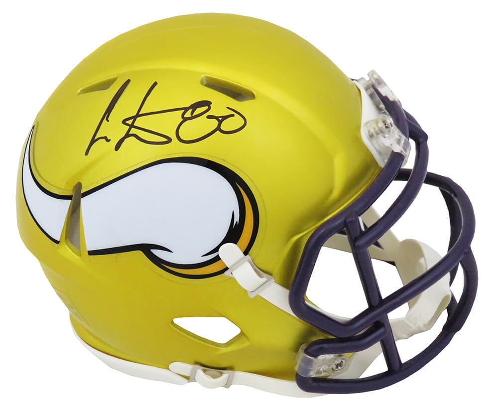 Cris Carter Signed Minnesota Vikings FLASH Mini Helmet with COA: Cris Carter Signed Minnesota Vikings FLASH Mini Helmet with COA This Cris Carter signed Minnesota Vikings FLASH Riddell Speed Mini Helmet is a must-have collectible for NFL enthusiasts. As a Hall of F