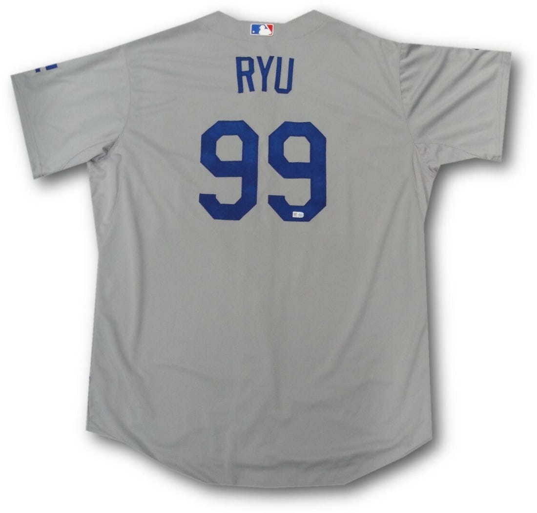 Authentic Hyun-Jin Ryu Los Angeles Dodgers MLB Jersey: Authentic Hyun-Jin Ryu Los Angeles Dodgers MLB Jersey Celebrate your passion for baseball with this official Los Angeles Dodgers jersey, issued for Hyun-Jin Ryu. This pre-owned team issue jersey is a