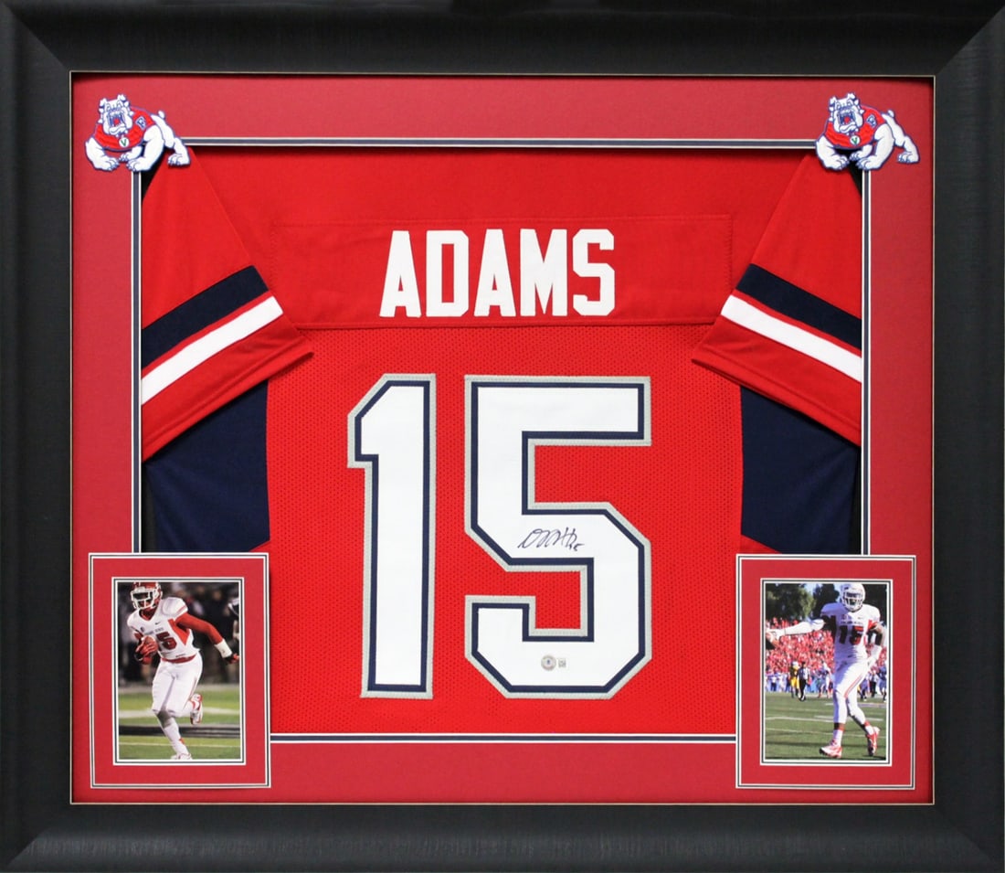 Davante Adams Signed Fresno State Bulldogs Framed Jersey BAS Witnessed: Davante Adams Signed Fresno State Bulldogs Framed Jersey BAS Witnessed Celebrate the legacy of Davante Adams with this autographed red pro style framed jersey from Fresno State. Personally signed by t