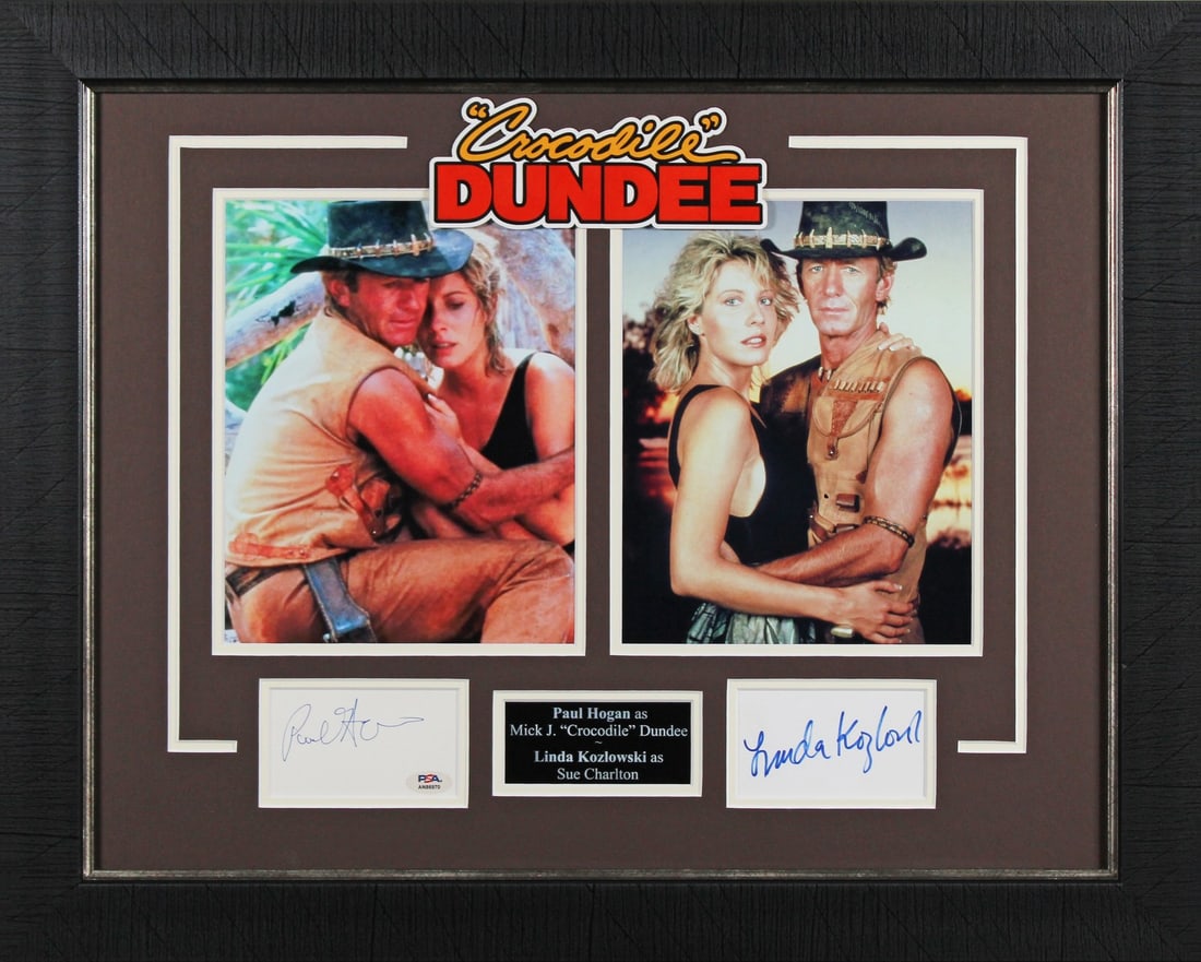 Crocodile Dundee Signed Display by Paul Hogan & Linda Kozlowski BAS Certified (1 of 3)