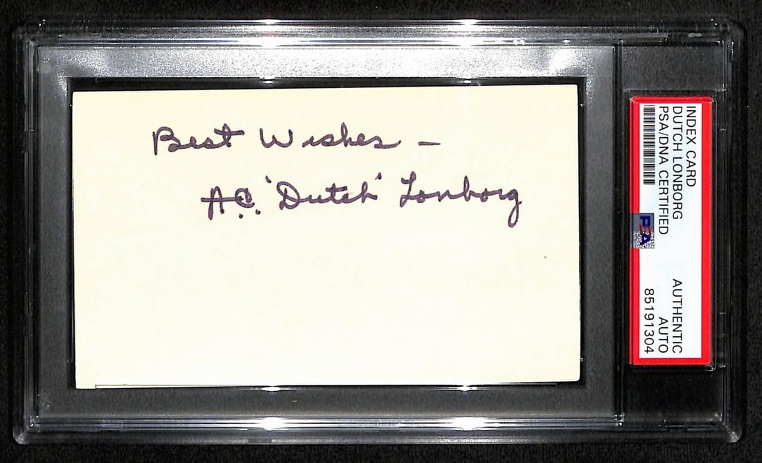 Dutch Lonborg HOF Signed 3x5 Index Card PSA/DNA Basketball (1 of 2)