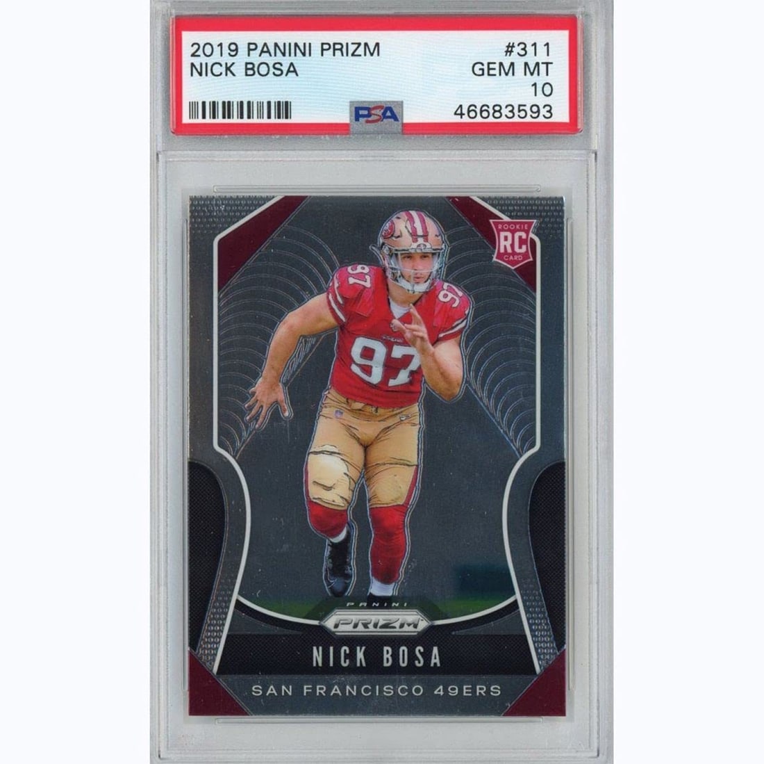 2019 Panini Prizm Nick Bosa #311 Rookie Football Card PSA 10 Gem Mint (1 of 2)