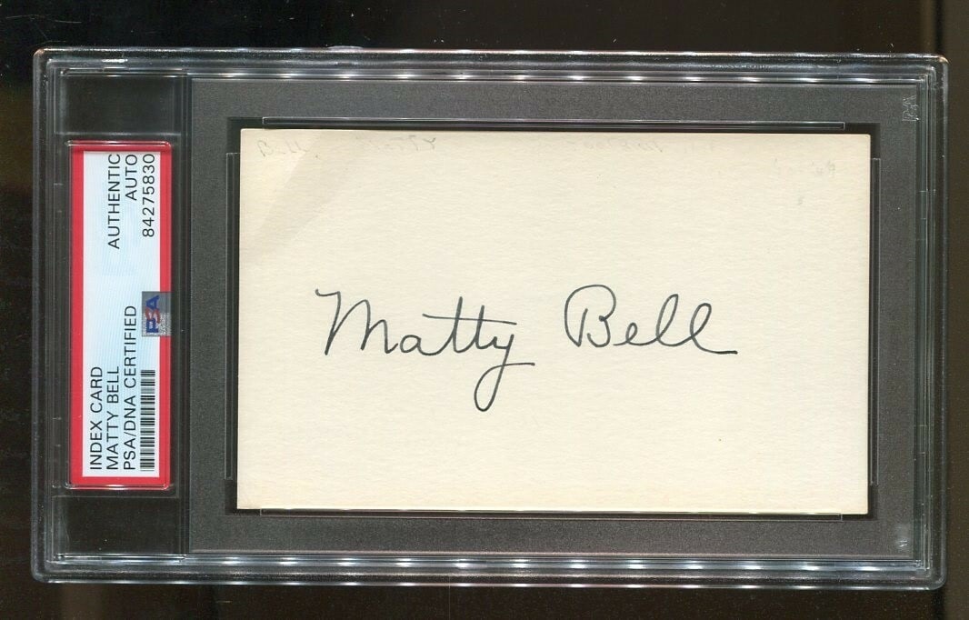 Matty Bell Signed 3x5 Index Card PSA/DNA Autograph Texas A&M SMU (1 of 2)