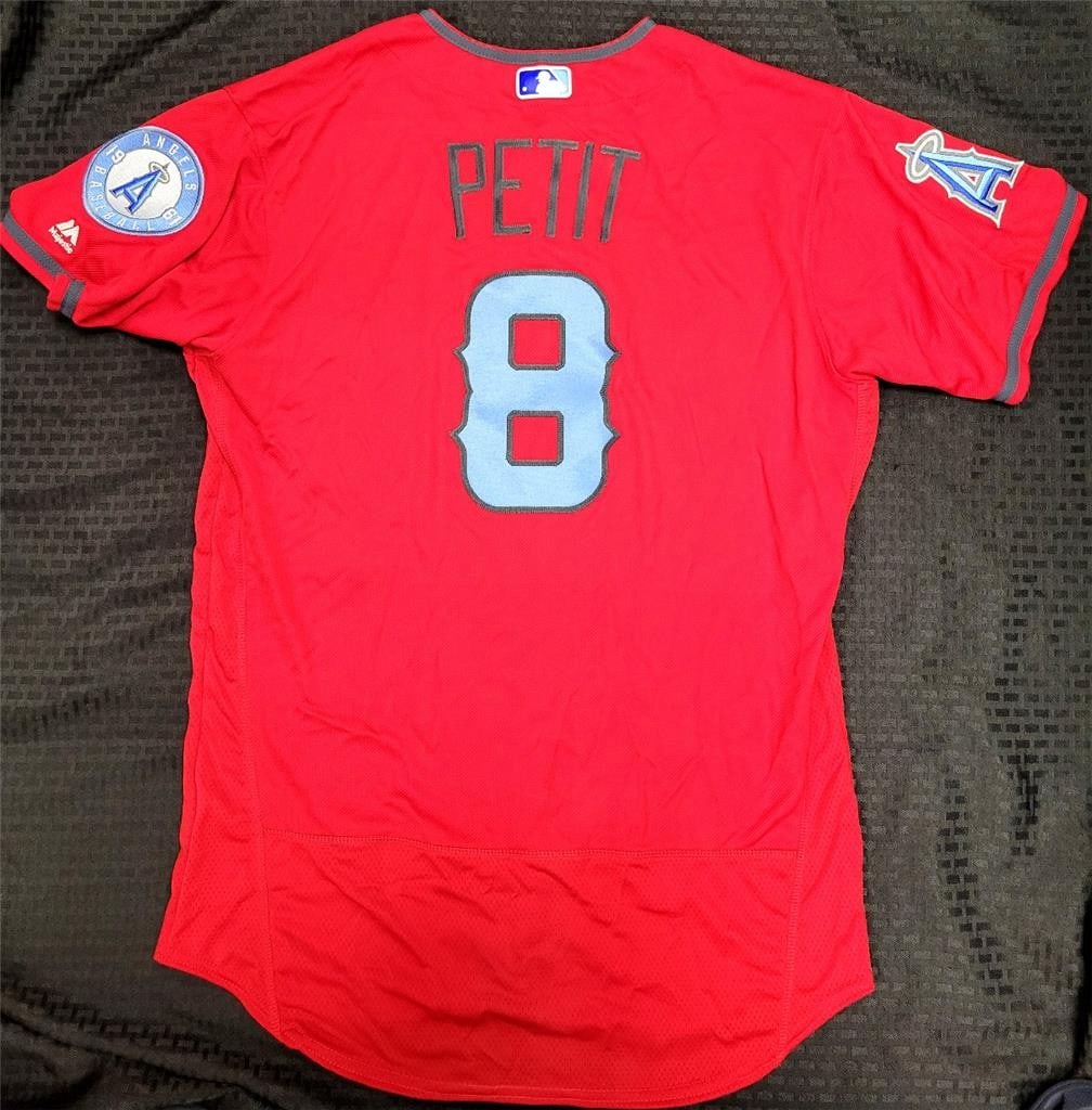2016 Los Angeles Angels Gregorio Petit Father's Day Game Used Jersey with Tags: 2016 Los Angeles Angels Gregorio Petit Father's Day Game Used Jersey with Tags This is a game-used Los Angeles Angels Father's Day jersey worn by Gregorio Petit during the 2016 baseball season. The je