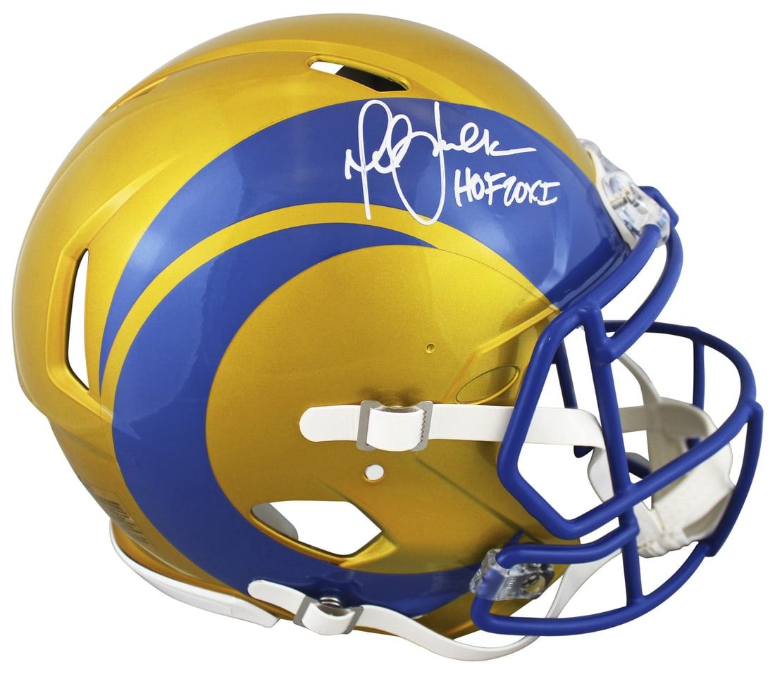 Marshall Faulk Signed St. Louis Rams Flash Helmet HOF 20XI Beckett Authenticated (1 of 3)