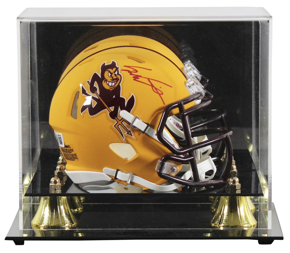 Sam Leavitt Signed Arizona State Sparky Mini Helmet With Display Case BAS Witnessed (1 of 3)