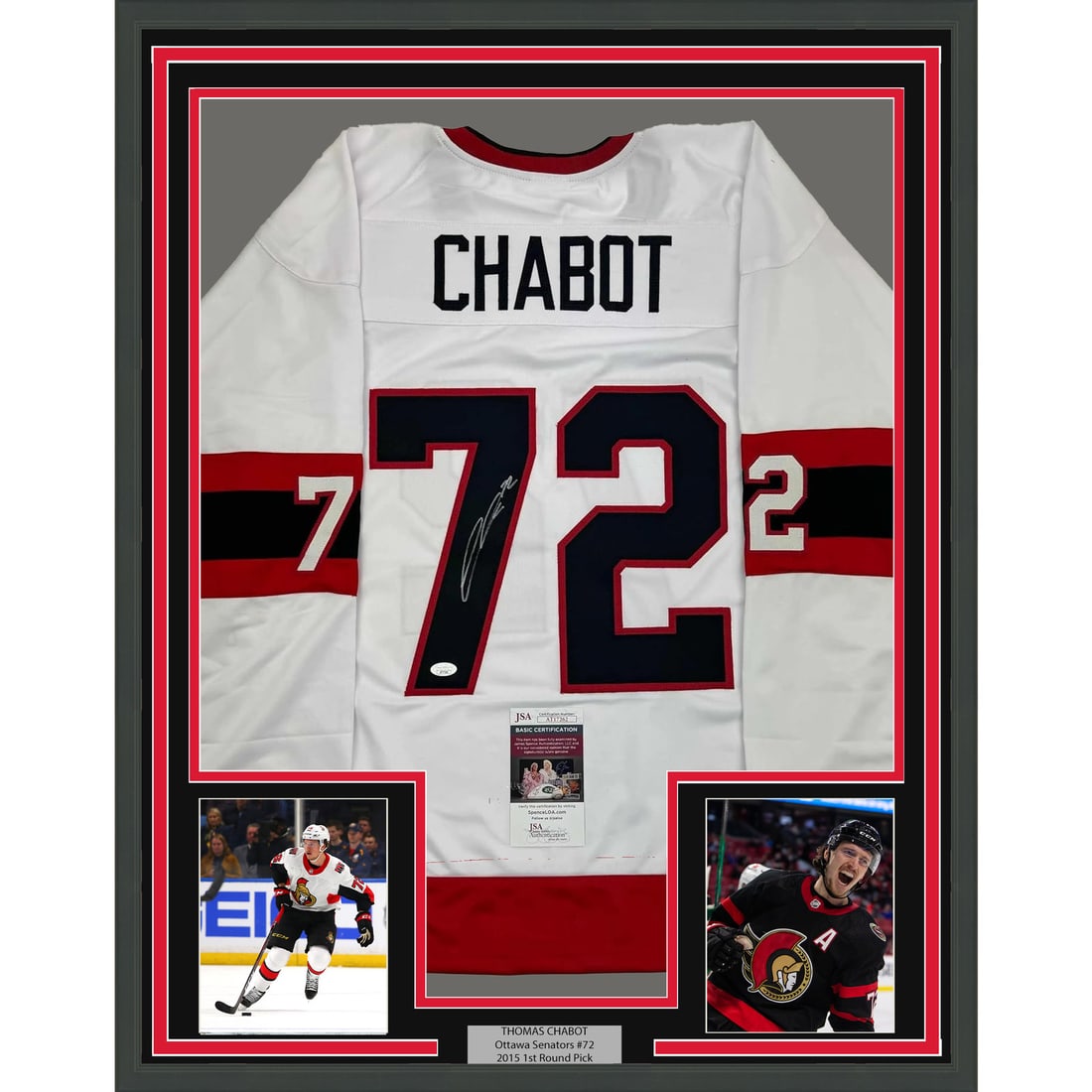 Framed Autographed Thomas Chabot Ottawa Senators Jersey JSA COA 35x39 (1 of 2)