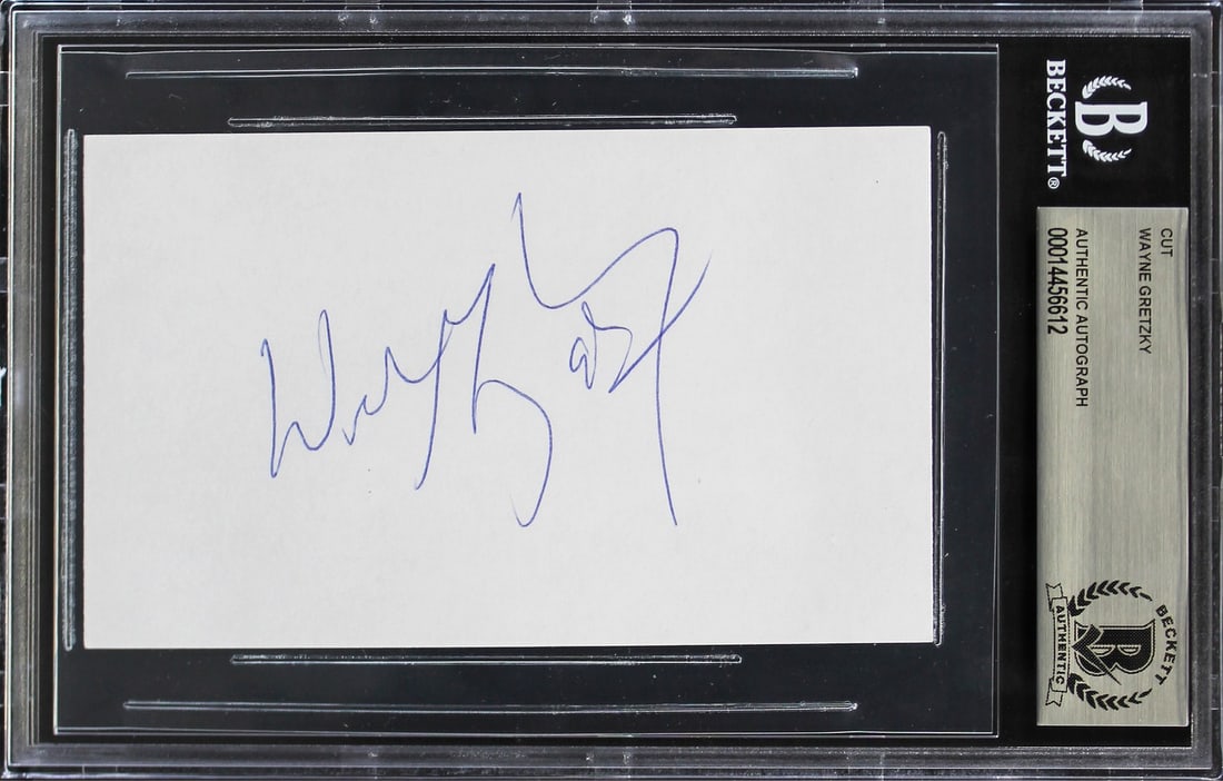 Wayne Gretzky Signed 3x5 Cut Signature Edmonton Oilers Beckett Authenticated (1 of 2)