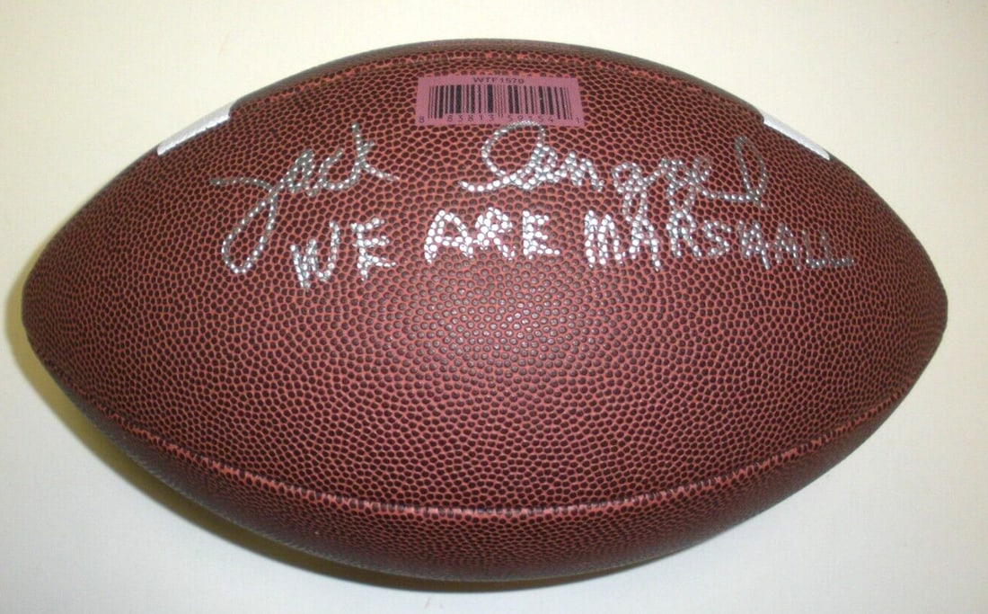Jack Lengyel Signed We Are Marshall Football with COA: Jack Lengyel Signed We Are Marshall Football with COA This authentic signed football features the signature of Jack Lengyel, commemorating the We Are Marshall Huntington Herd. It is an original produc
