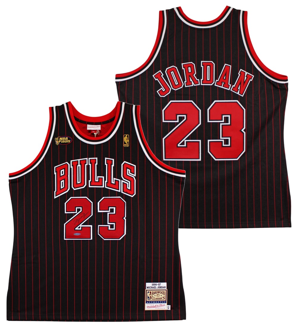 Michael Jordan Signed 1996-97 Bulls Black Jersey UDA COA: Michael Jordan Signed 1996-97 Bulls Black Jersey UDA COA This original black Mitchell & Ness Hardwood Classics Authentic Jersey is a remarkable collectible signed by Michael Jordan, featuring his auto