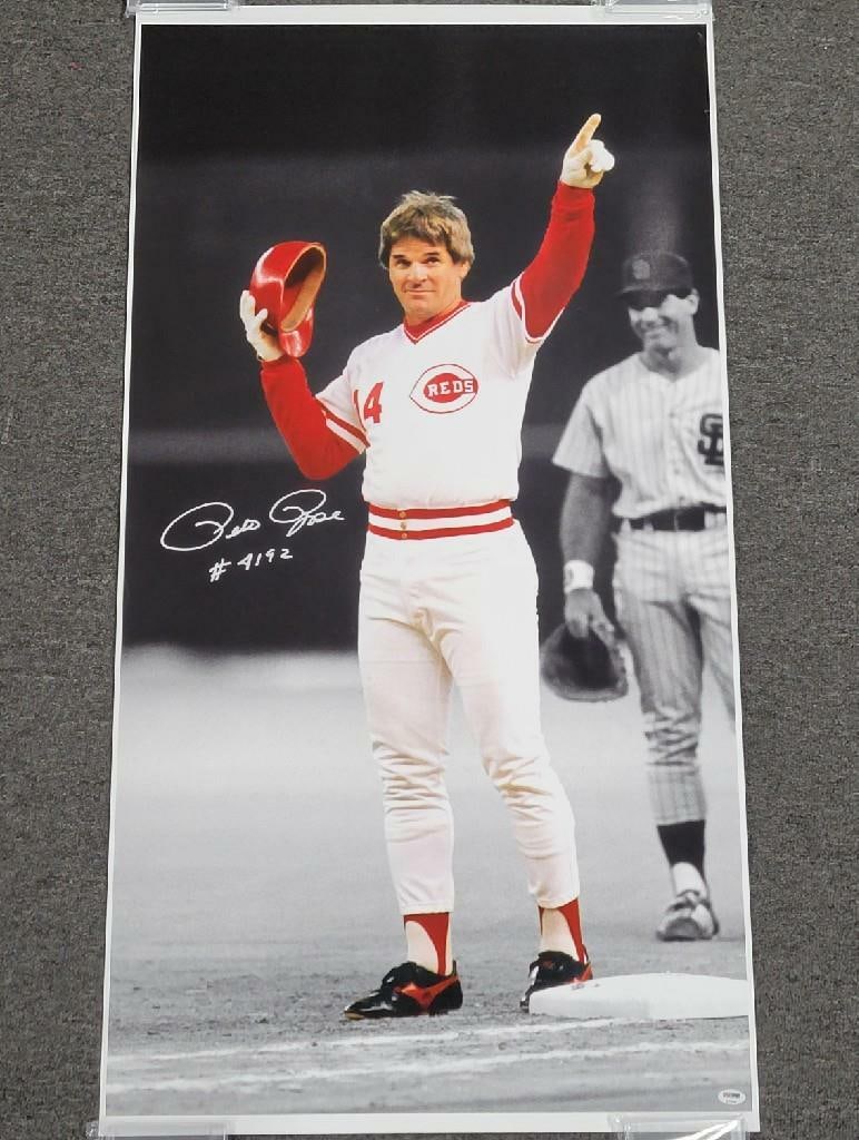 Pete Rose Autographed 24x45 Photo Hit #4192 PSA/DNA Authenticated (1 of 5)
