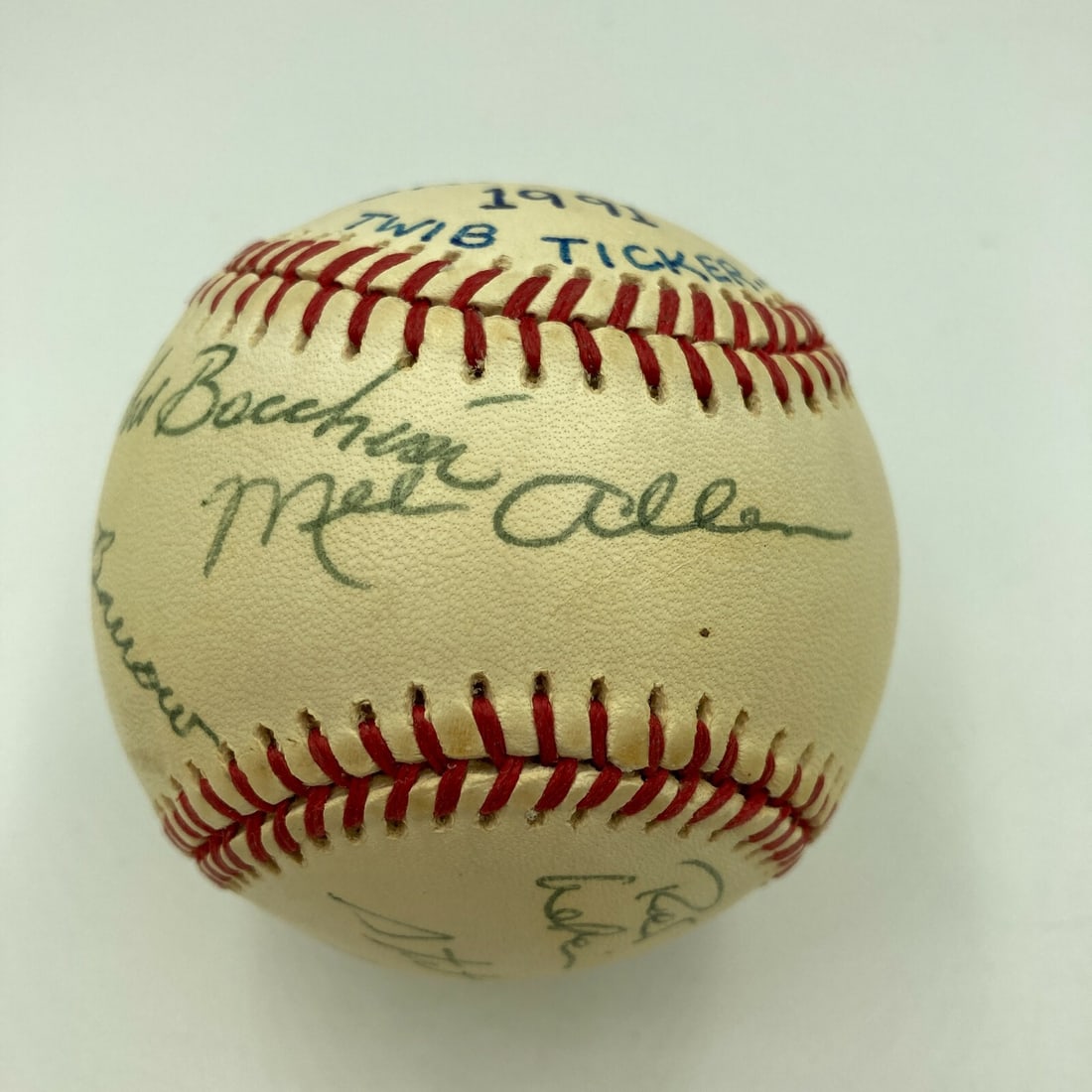 This Week In Baseball 1991 All Star Game Signed Baseball JSA COA: This Week In Baseball 1991 All Star Game Signed Baseball JSA COA This original 1991 All Star Game baseball is signed by the This Week In Baseball Broadcast Crew, including Mel Allen and several others