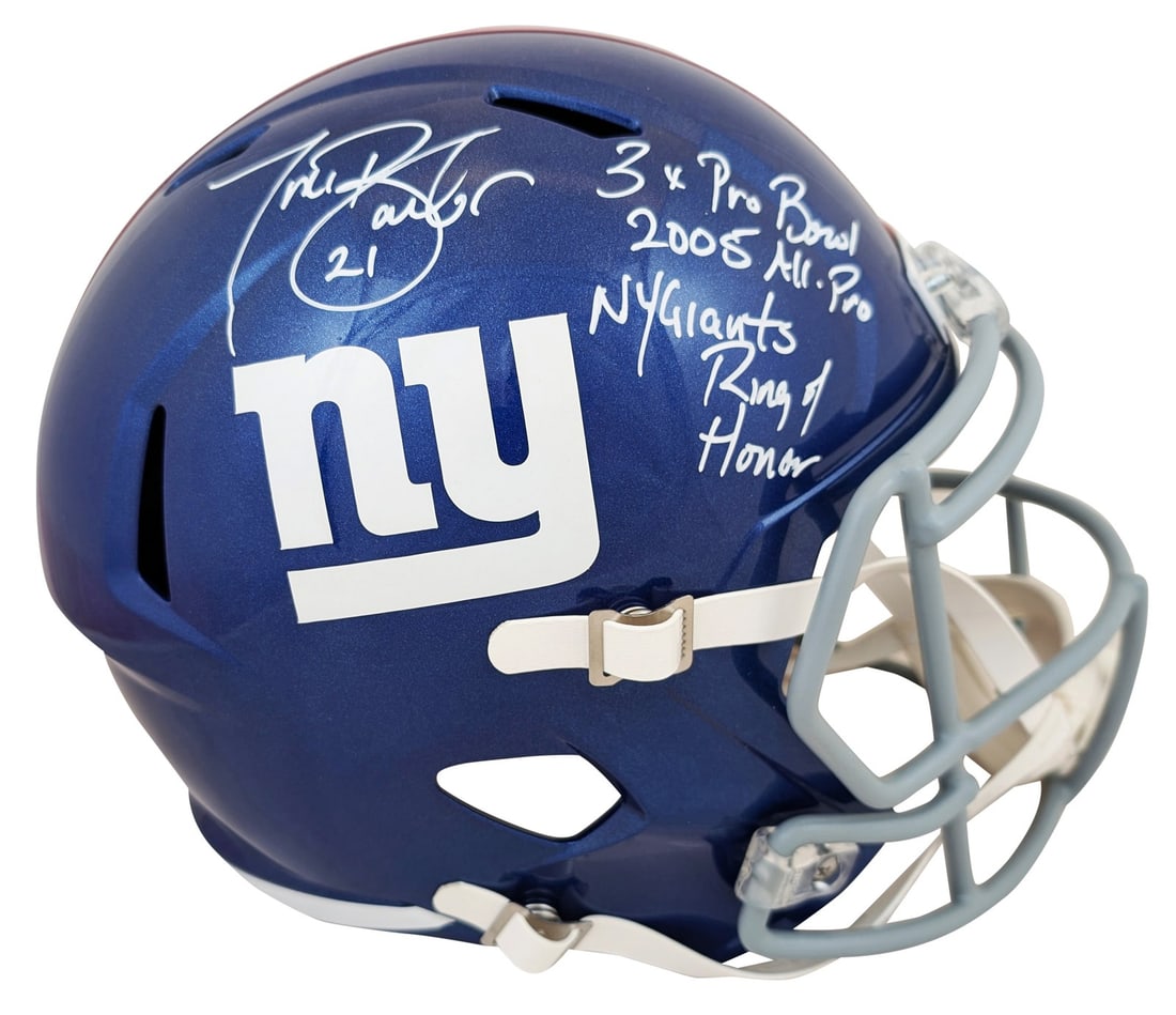 Tiki Barber Signed Giants Full Size Helmet with 3x Insc BAS Authenticated (1 of 3)