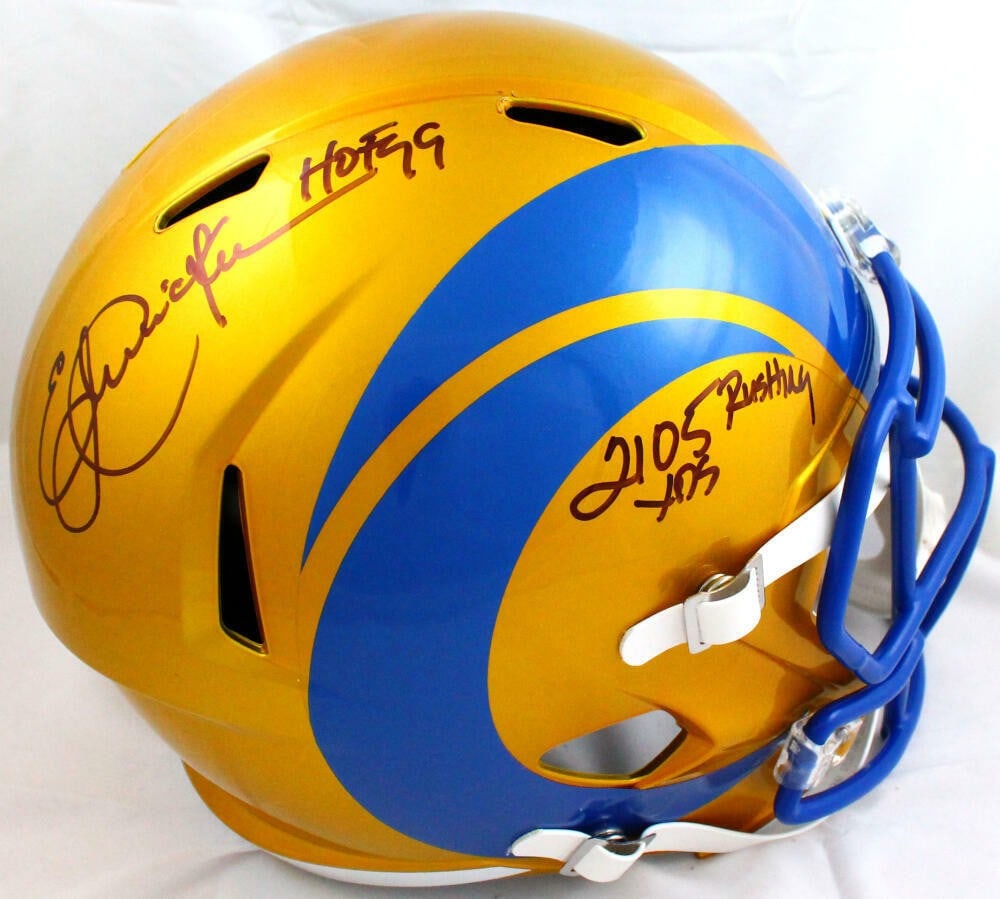 Eric Dickerson Signed Rams Flash Speed Helmet with Inscriptions Beckett Authentication (1 of 10)
