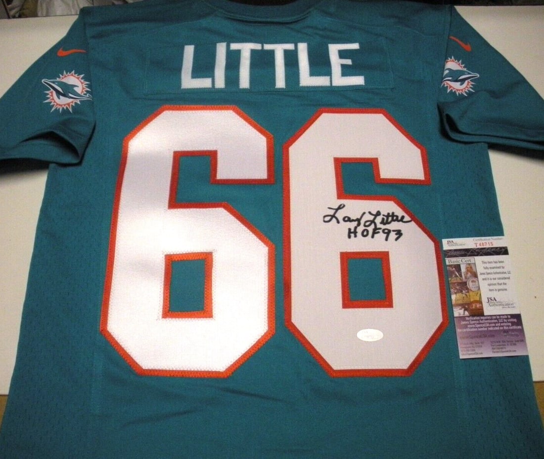 Larry Little Miami Dolphins Signed Nike Jersey HOF 93 JSA COA (1 of 2)