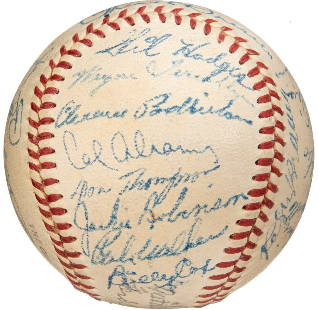 1951 Brooklyn Dodgers Team Signed Baseball with Jackie Robinson PSA DNA (1 of 8)