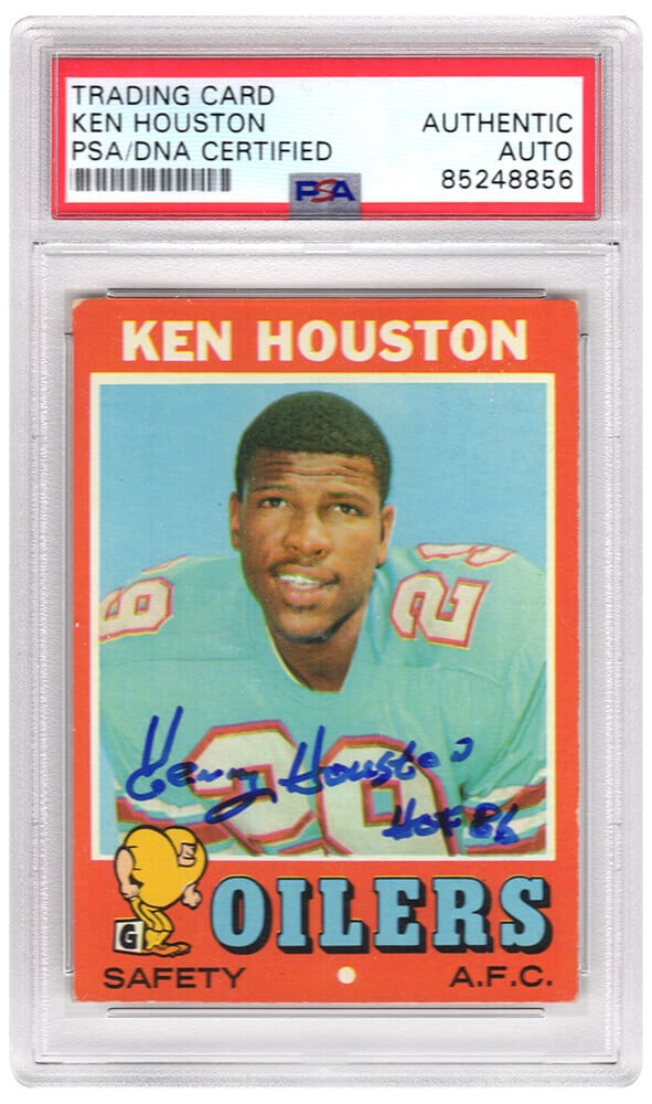 Ken Houston Signed 1971 Topps Oilers Rookie Card PSA Slabbed #113 (1 of 2)