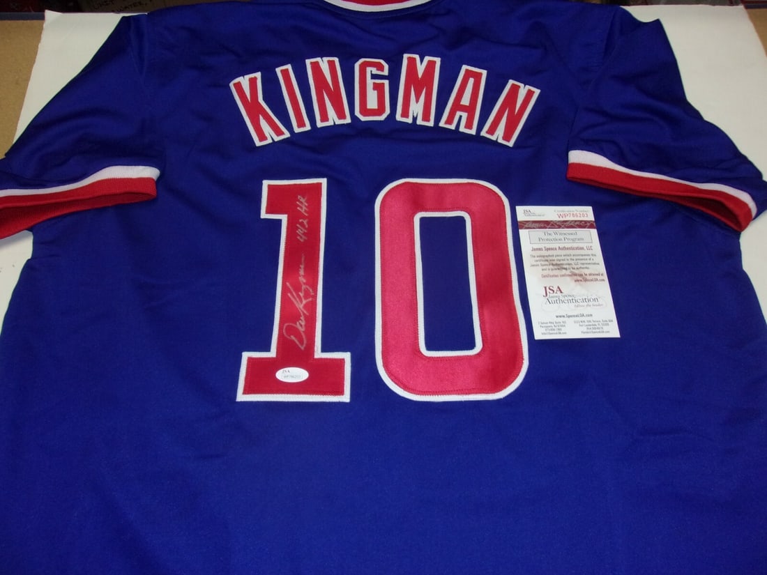 Dave Kingman Chicago Cubs Signed Jersey 442 HRS JSA COA: Dave Kingman Chicago Cubs Signed Jersey 442 HRS JSA COA This original Chicago Cubs jersey is signed by baseball legend Dave Kingman, known for hitting 442 home runs during his career. The jersey is a