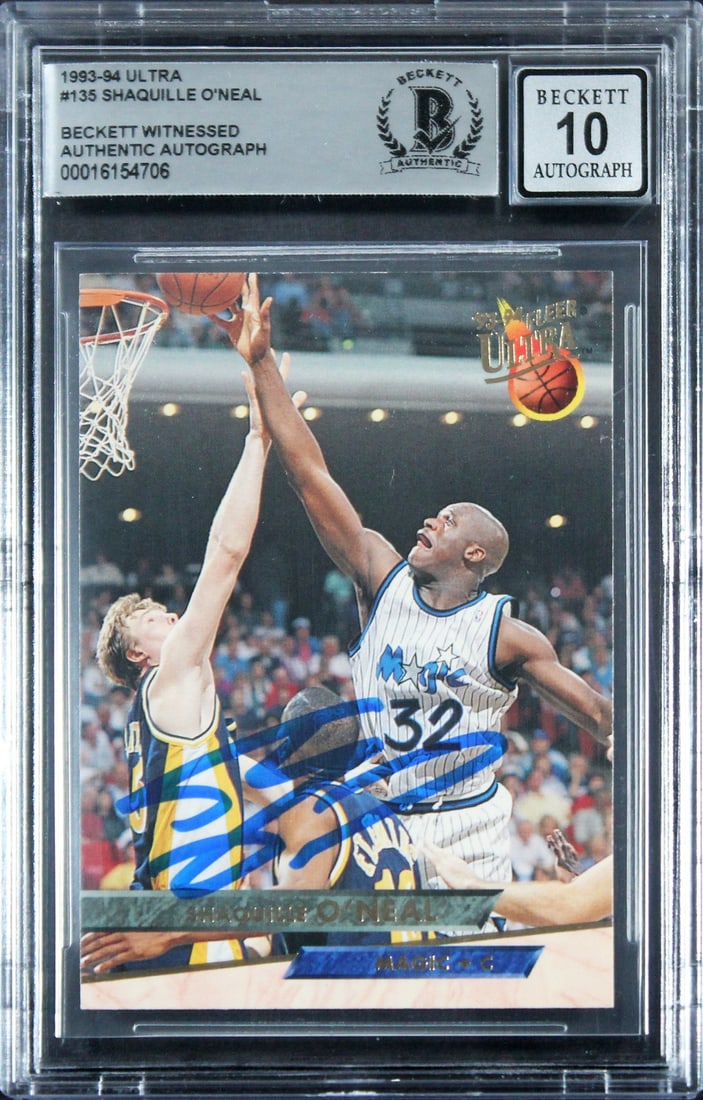 Shaquille O'Neal Signed 1993 Ultra #135 Card Gem Mint 10 Beckett Authenticated (1 of 2)