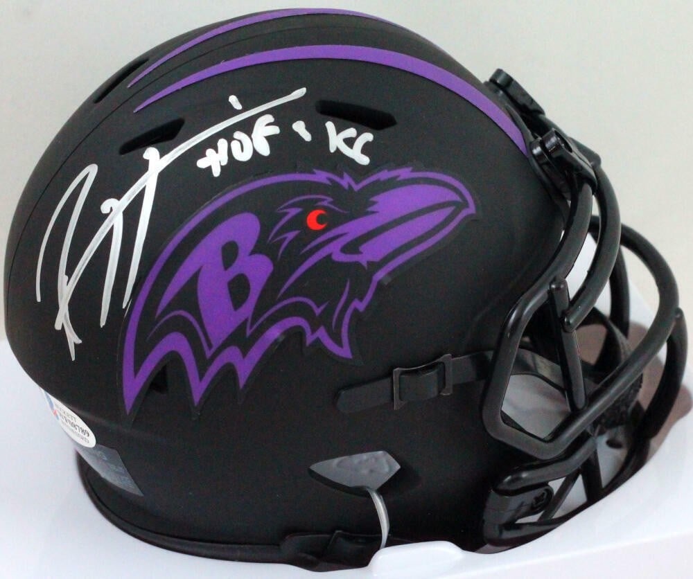 Ray Lewis Autographed Baltimore Ravens Mini Helmet Beckett Authenticated (1 of 8)