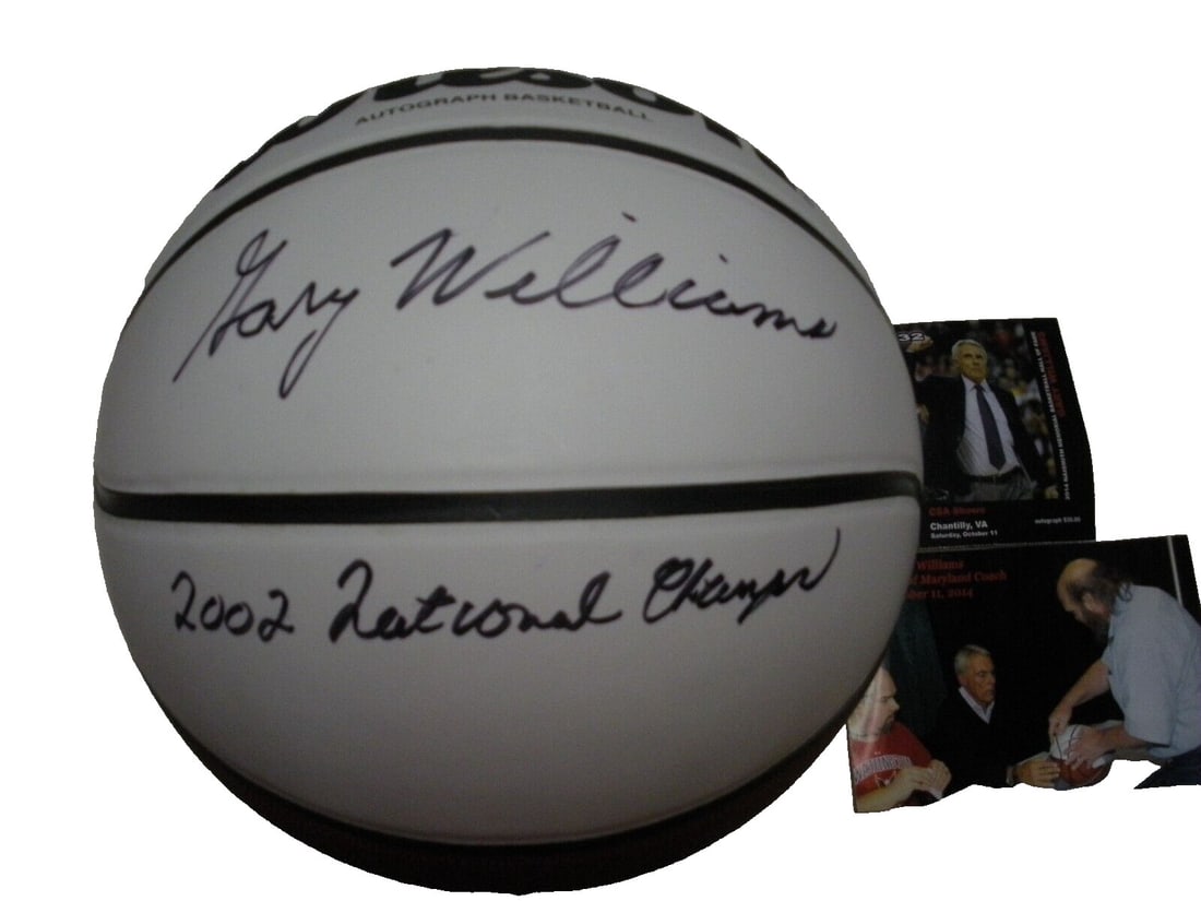 Gary Williams Signed Maryland Terrapins 2002 Champs Basketball with COA (1 of 2)