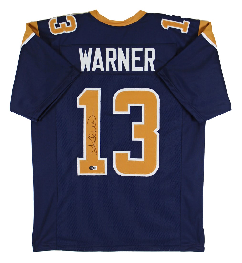 Kurt Warner Signed Los Angeles Rams Pro Style Jersey BAS Witnessed (1 of 3)