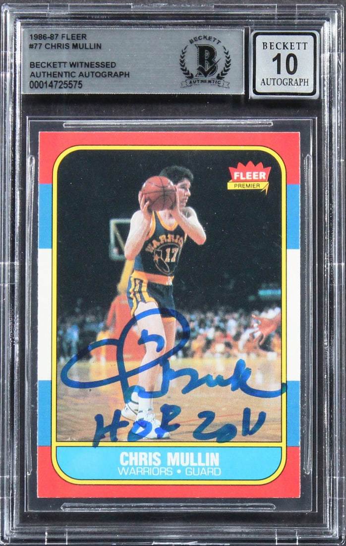Chris Mullin Signed 1986 Fleer #77 RC Card HOF 2011 Gem Mint 10 Beckett (1 of 2)