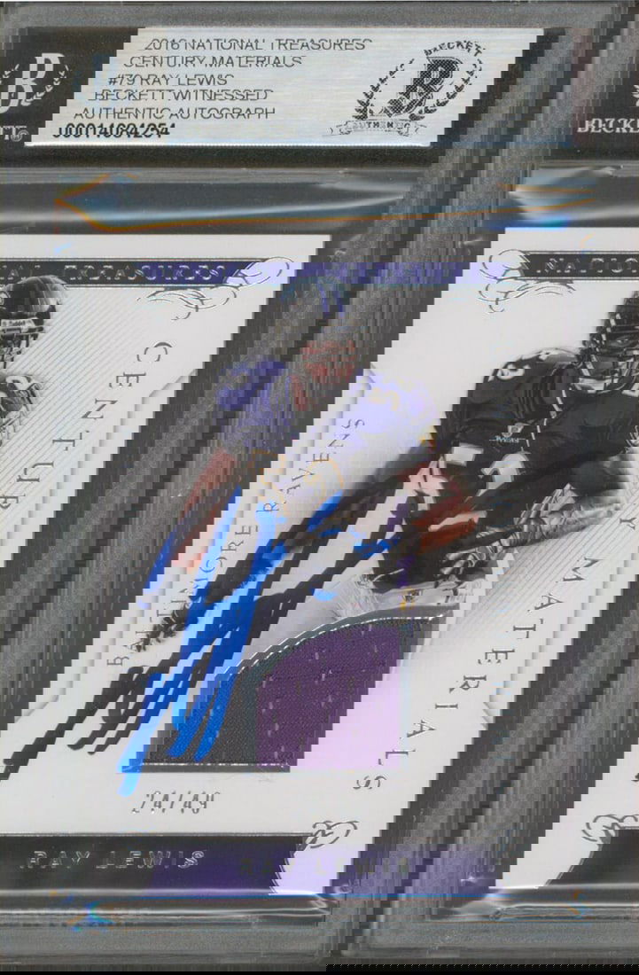 Ray Lewis Autographed 2016 National Treasures #79 Card 24/49 BAS Slabbed (1 of 2)