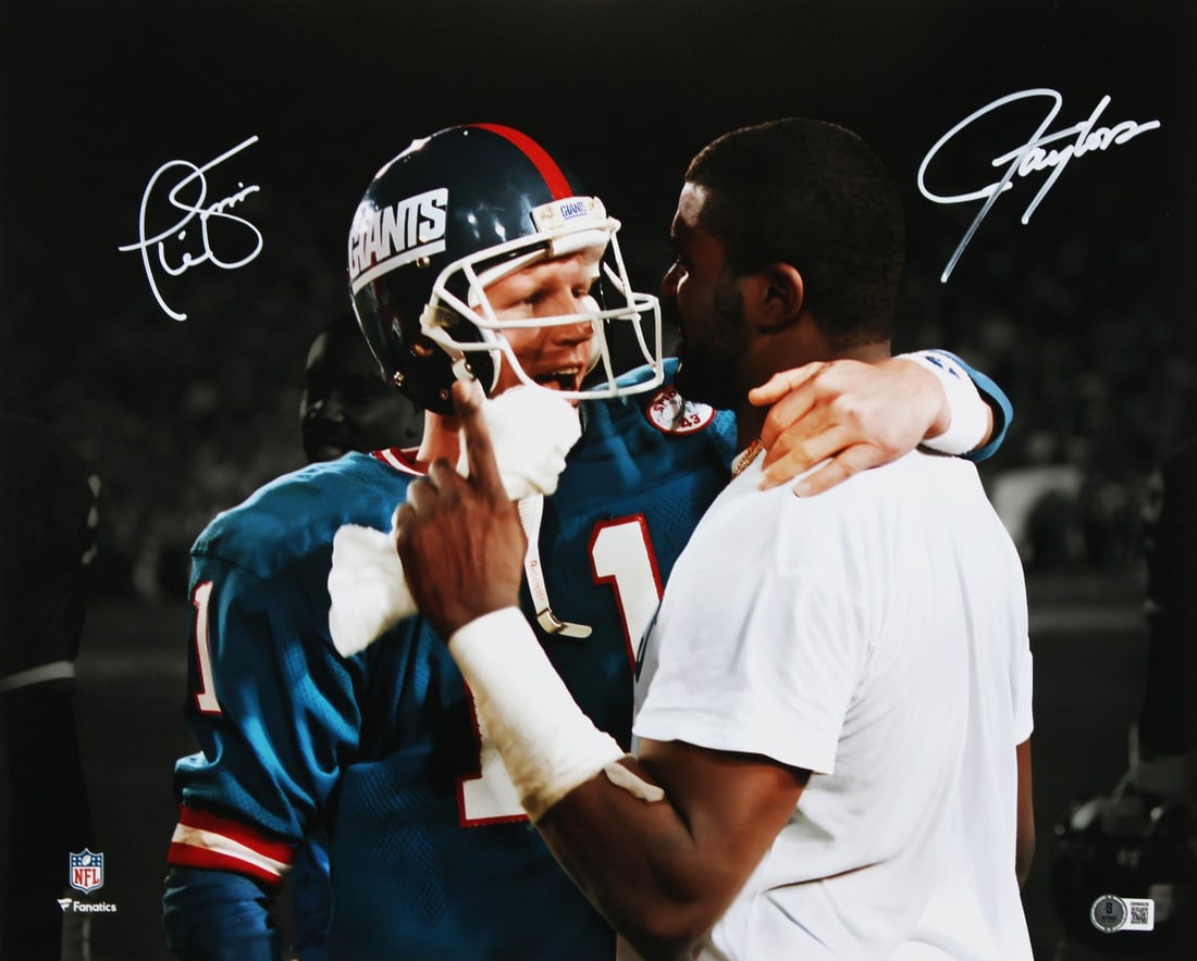 Lawrence Taylor Phil Simms Signed 16x20 Giants Photo BAS Certified (1 of 3)