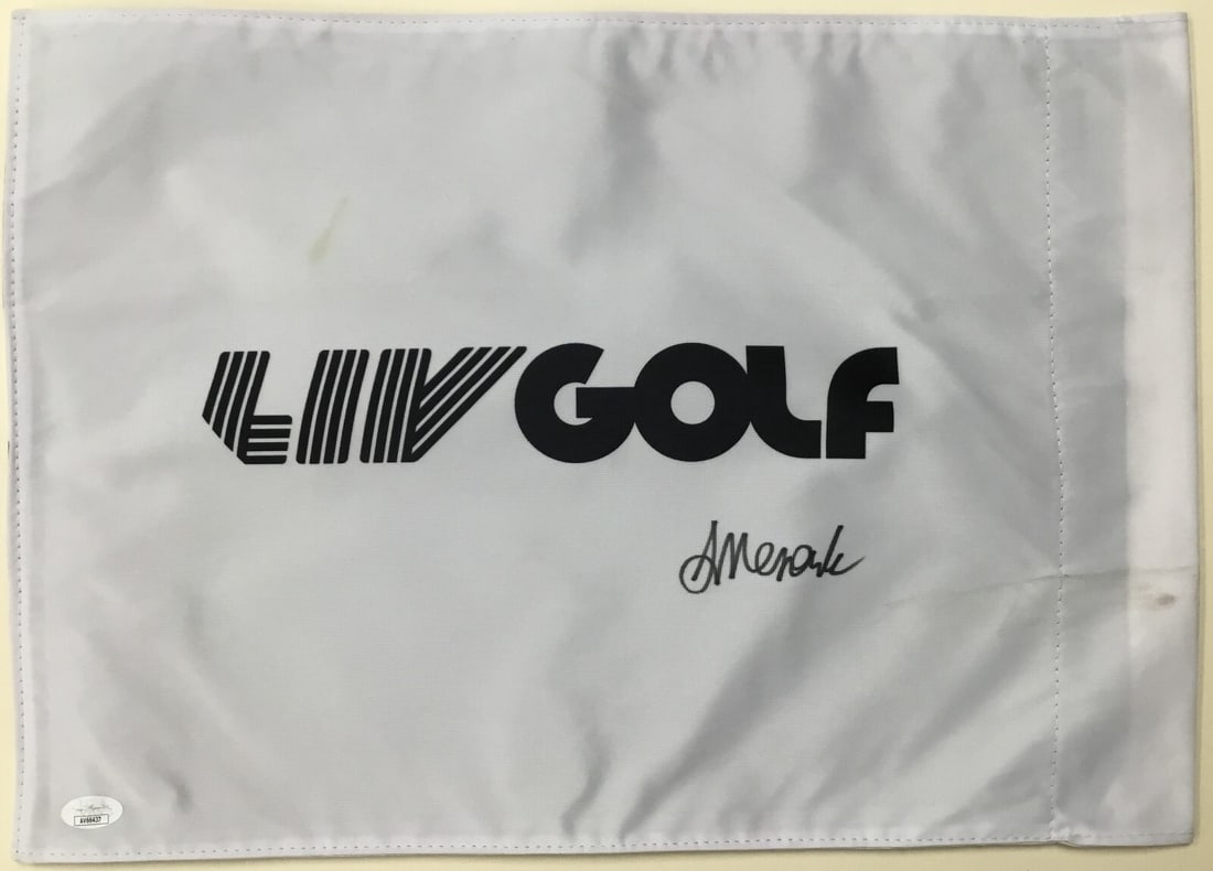 Adrian Meronk LIV 18 Signed Golf Pin Flag JSA Authenticated: Adrian Meronk LIV 18 Signed Golf Pin Flag JSA Authenticated This officially licensed LIV 18 pin flag features the signature of PGA star Adrian Meronk, making it a must-have for golf enthusiasts and co