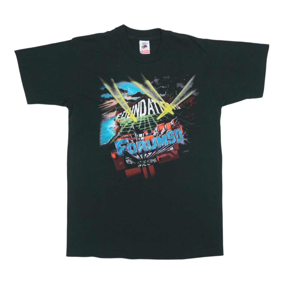 Vintage 1990 Foundation Forum Black Cotton Graphic T-Shirt Size Large: Vintage 1990 Foundation Forum Black Cotton Graphic T-Shirt Size Large This is an original vintage 1990 Foundation Forum shirt featuring front and back graphics. The shirt is made of 100% cotton in bla