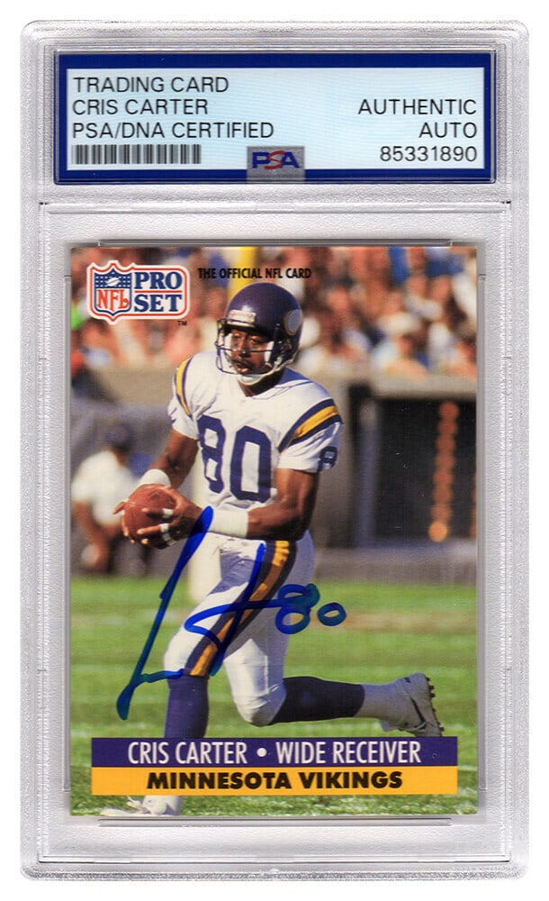 Cris Carter Signed Vikings 1991 Pro Set Card #834 PSA Encapsulated (1 of 2)