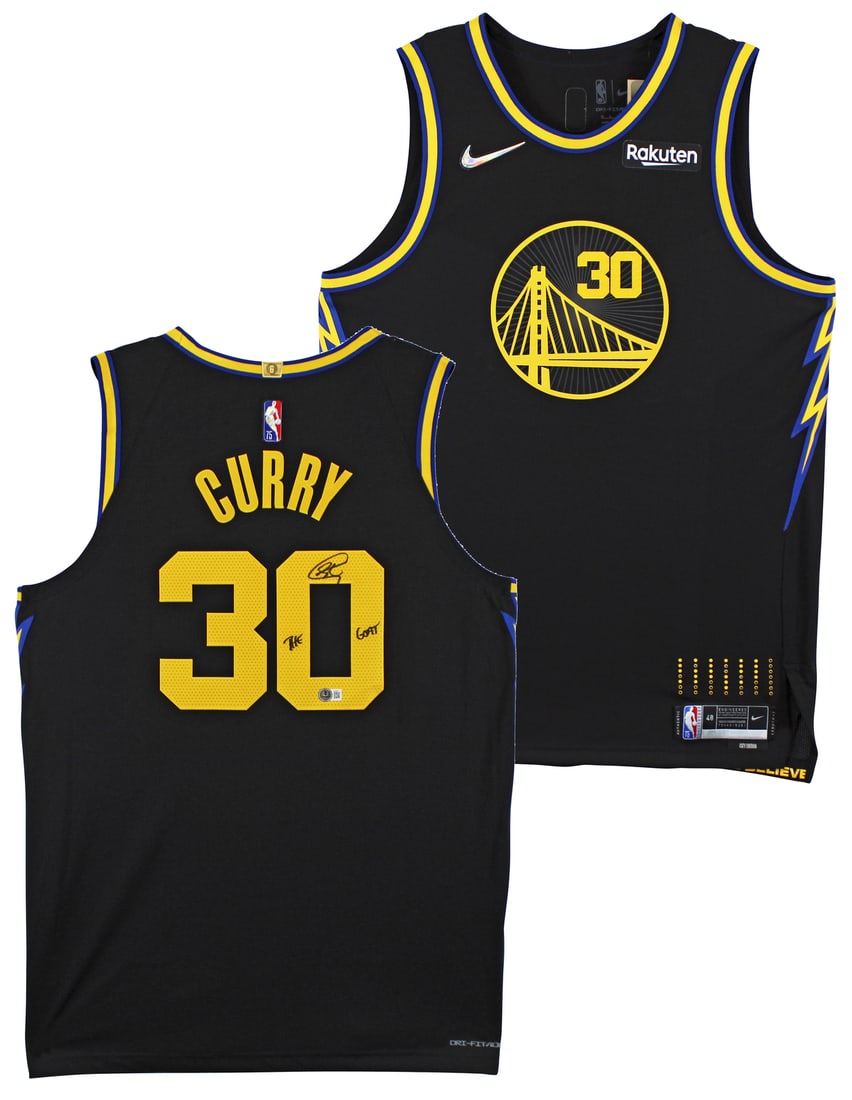 Stephen Curry Signed 2021 Black Nike City Edition Jersey BAS Authenticated (1 of 9)