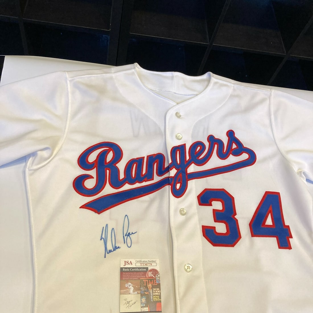 Nolan Ryan Signed 1989 Texas Rangers Game Jersey with JSA COA: Nolan Ryan Signed 1989 Texas Rangers Game Jersey with JSA COA This authentic 1989 Texas Rangers game model jersey features the legendary Nolan Ryan's signature, authenticated by James Spence Authentic