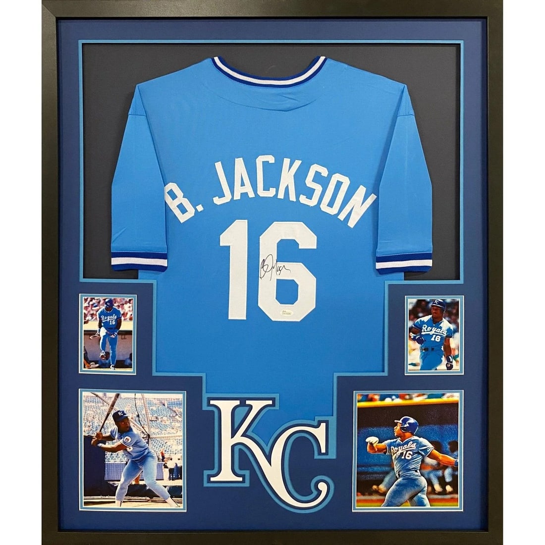 Bo Jackson Autographed Framed Jersey Kansas City Royals JSA Certified (1 of 3)
