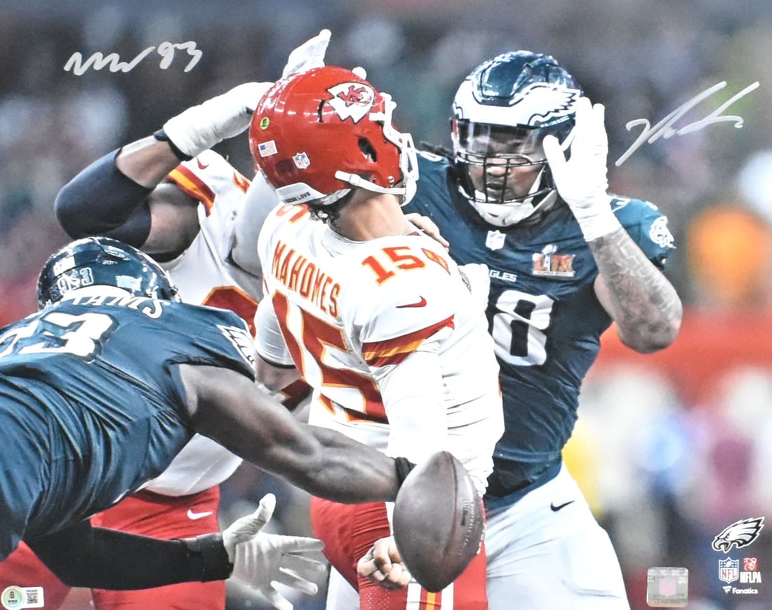 Jalen Carter Milton Williams Signed Eagles 16x20 Sack Photo Beckett Holo (1 of 3)