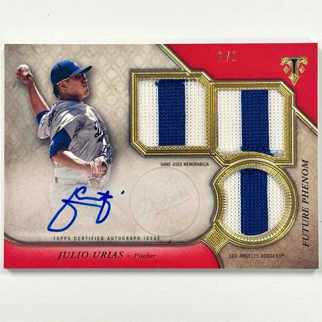 2017 Topps Triple Threads Julio Urias 1/1 Autographed Jersey Patch (1 of 3)