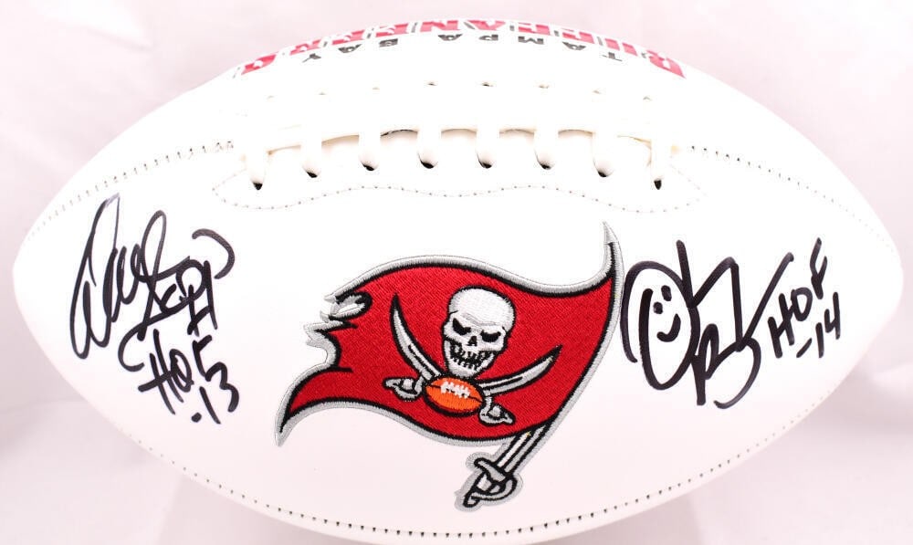 Warren Sapp Derrick Brooks Signed Buccaneers Football Beckett Authenticated: Warren Sapp Derrick Brooks Signed Buccaneers Football Beckett Authenticated This authentic Tampa Bay Buccaneers logo football features the signatures of Hall of Famers Warren Sapp and Derrick Brooks.