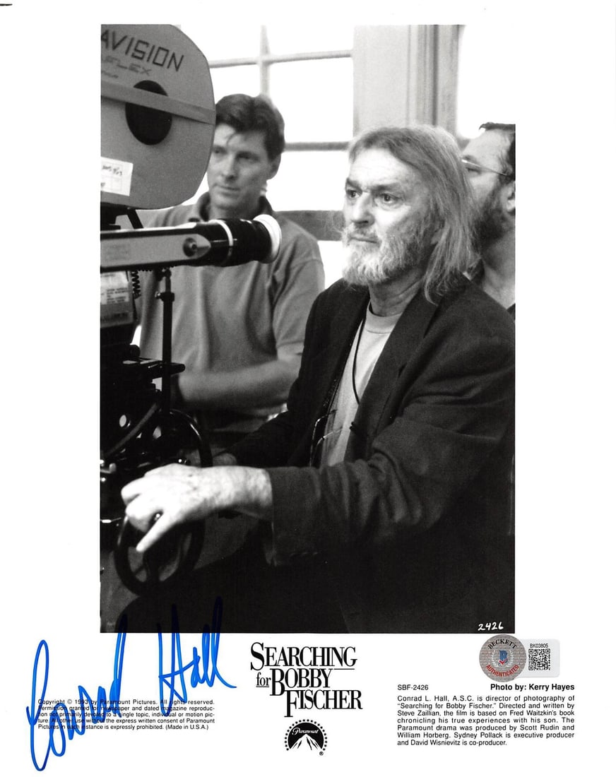 Conrad Hall Signed 8x10 Photo Searching for Bobby Fischer BAS Authenticated: Conrad Hall Signed 8x10 Photo Searching for Bobby Fischer BAS Authenticated This original 8x10 photograph features the autograph of Conrad L. Hall, renowned for his work on 'Searching for Bobby Fische