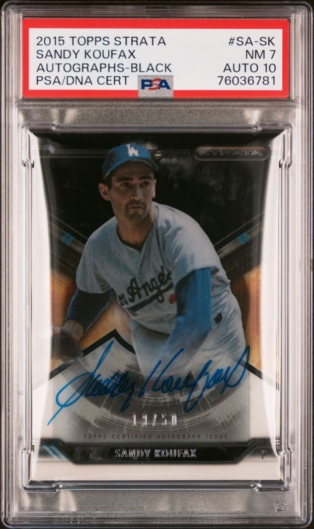 Sandy Koufax 2015 Topps Strata Black Autograph PSA 7 Dodgers #SA-SK (1 of 2)