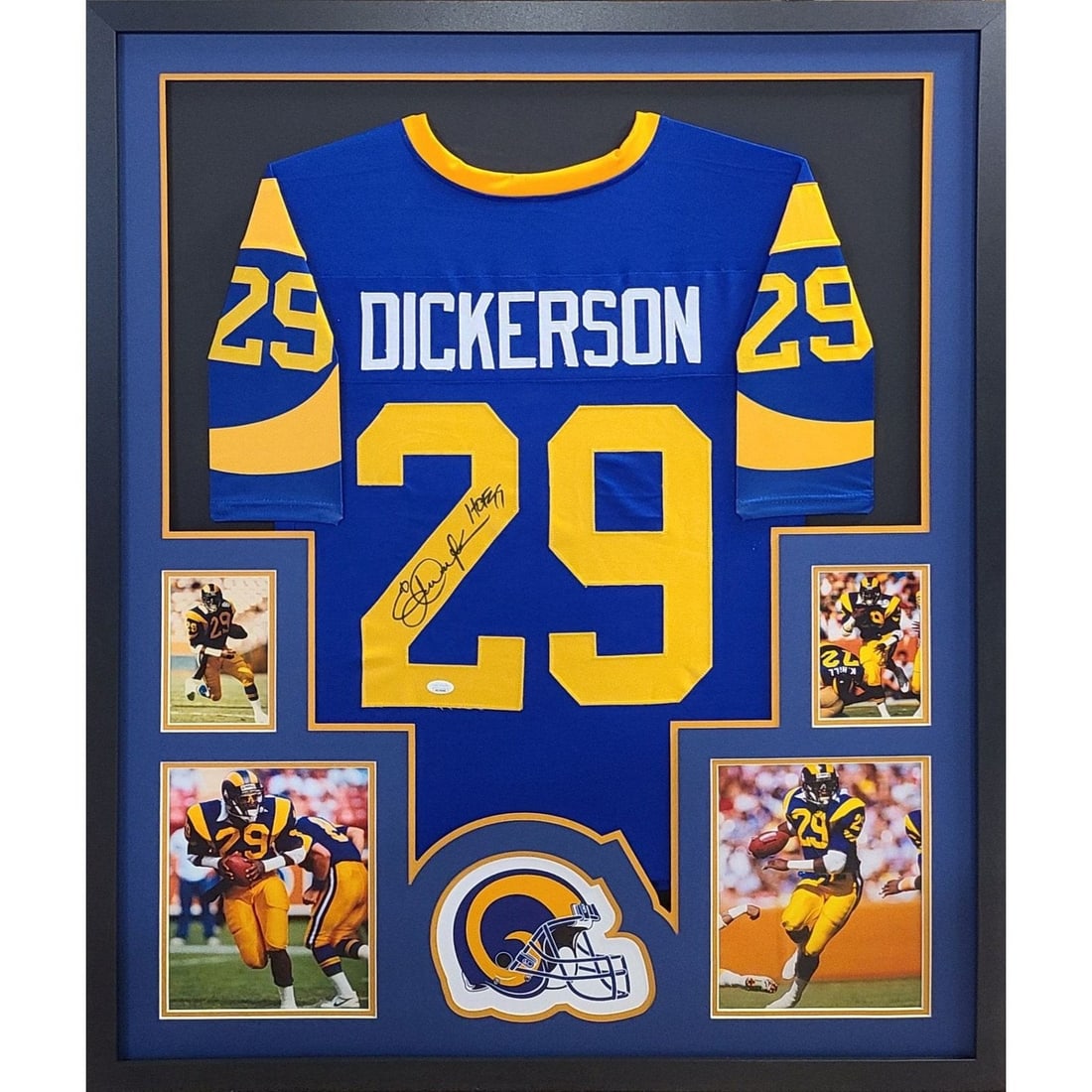 Eric Dickerson Autographed Framed Jersey JSA Certified Los Angeles Rams: Eric Dickerson Autographed Framed Jersey JSA Certified Los Angeles Rams Celebrate the legendary career of Eric Dickerson with this autographed framed jersey. This stunning piece features a detailed fr