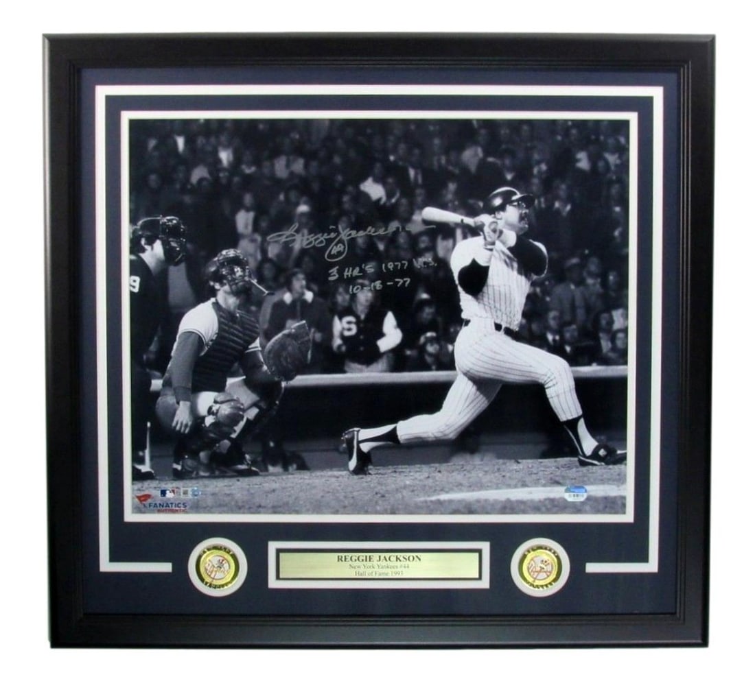Framed 16x20 Photo Signed by Reggie Jackson with Inscription Fanatics Authenticated (1 of 5)